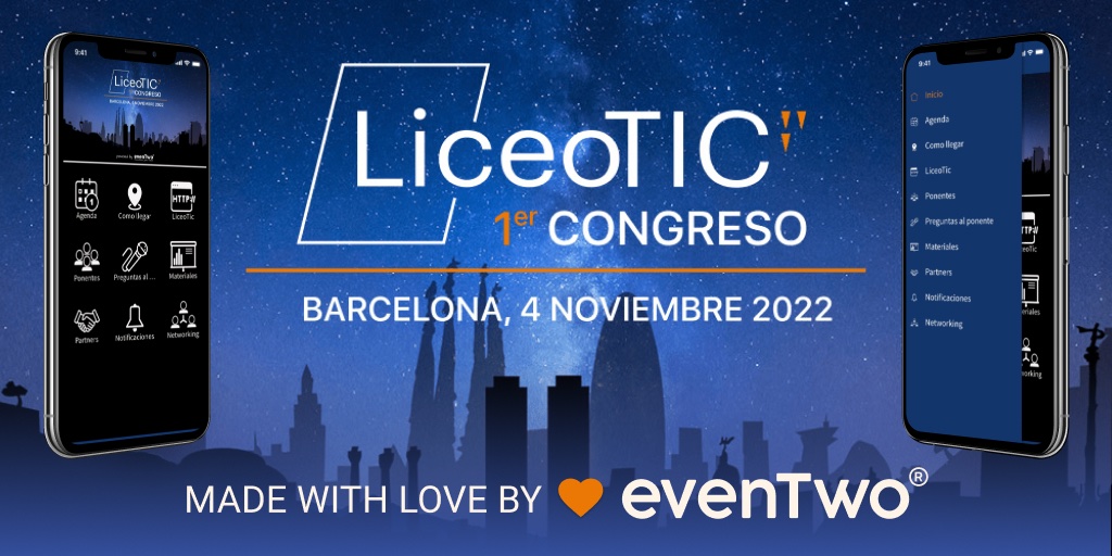 Setesca's tweet image. ¡Mañana comienza el primer #congreso LiceoTic! No olvidéis descargar nuestra App “Congreso LiceoTic” desarrollada por @evenTwo_com, líderes en tecnología para #eventos, la encontrarás en los markets de Apple y de Android, y no te pierdas ni un detalle del congreso #Eventprofs.