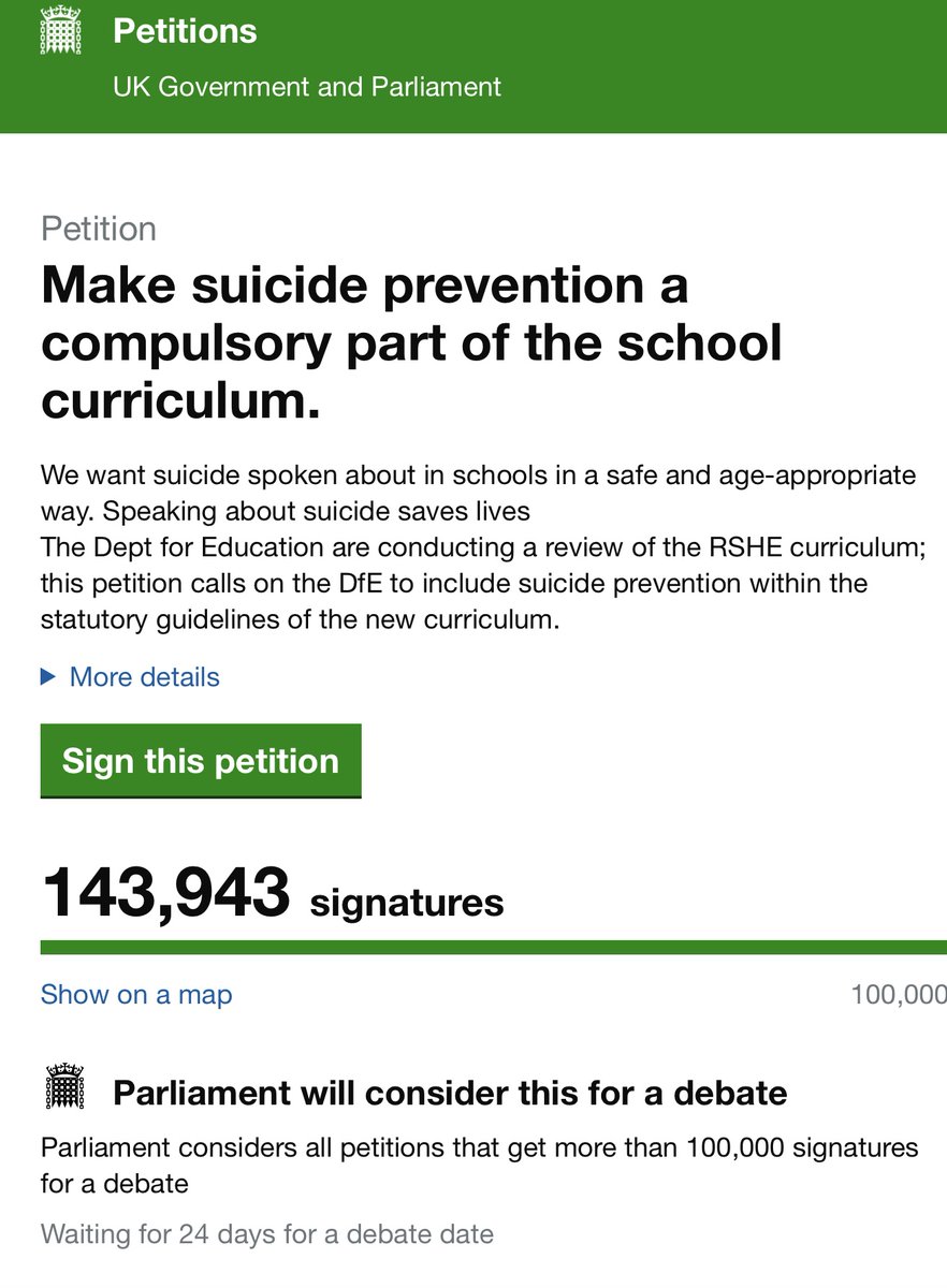 Our petition is approaching 144,000 signatures, the 4th largest on the government website. Pls continue to share &amp; sign
We need to get this lifesaving measure debated in parliament
petition.parliament.uk/petitions/6233…
<a href="/PrideOfBritain/">Pride of Britain</a> <a href="/DailyMirror/">The Mirror</a> <a href="/carolvorders/">Carol Vorderman</a> <a href="/AshleyBanjo/">Ashley Banjo</a> <a href="/GillianKeegan/">Gillian Keegan</a>
