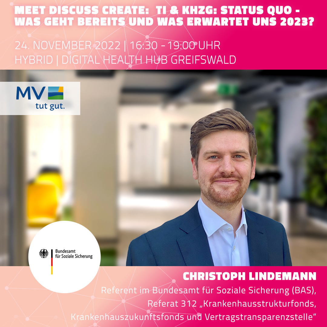 dhhgreifswald's tweet photo. +Speaker Nr. 2++ Christoph Lindemann spricht über die Verwaltung des Krankenhauszukunftsfonds. Seid live dabei: https://t.co/sW0iTqljlB
#digitalesMV #DigitalTransformation #Healthcare #Innovation #khzg #telematikinfrastruktur #DigitalHealthHub #DHHGreifswald #UMGreifswald https://t.co/5VXSxRtmSW