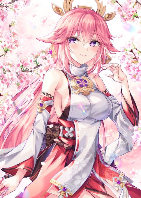 #あなたのぴんく色の作品を見せてください
八重神子様🌸 

#原神 #GenshinImpact #八重神子 