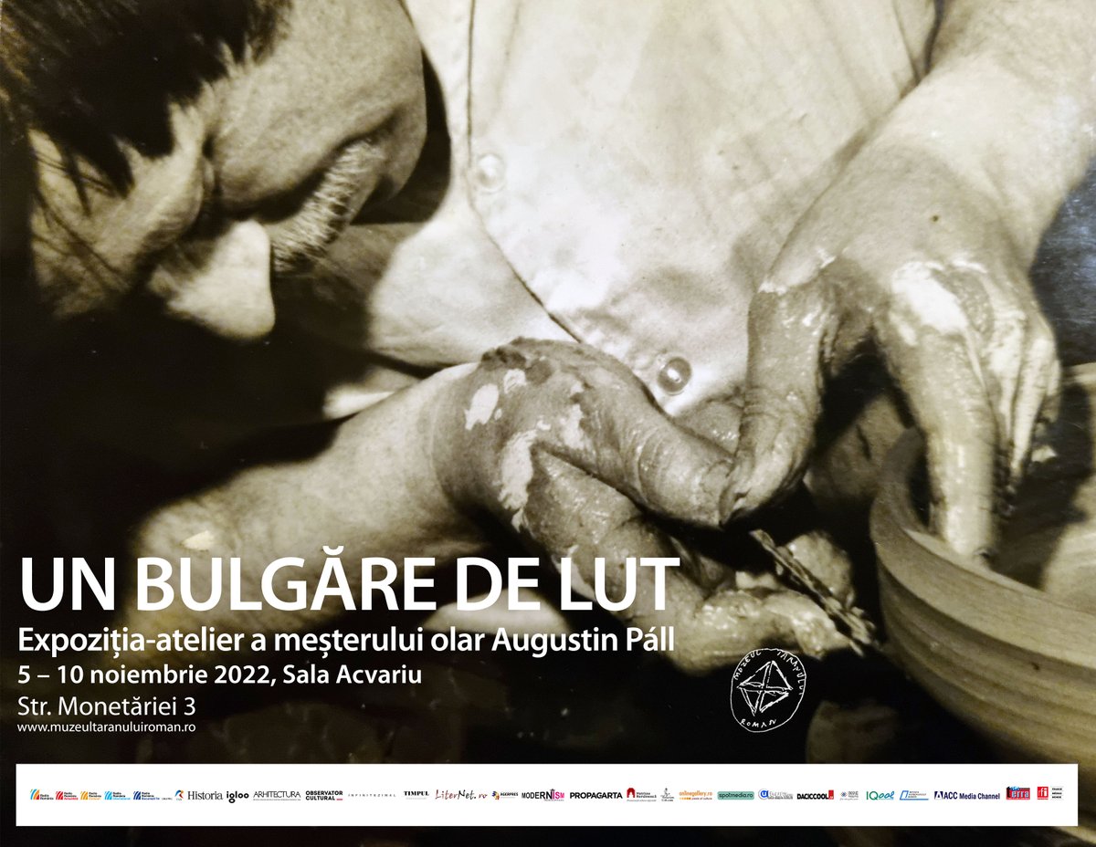 MuzeulTaranului's tweet photo. Muzeul Național al Țăranului Român vă așteaptă sâmbătă, 5 noiembrie 2022, de la ora 10.00, la deschiderea expoziției Un bulgăre de lut, dedicate meșterului olar Augustin Páll. Expoziția va putea fi vizitată până joi, 10 noiembrie, între orele 10.00 și 18.00, la Sala Acvariu. https://t.co/zBNU2Jao7p