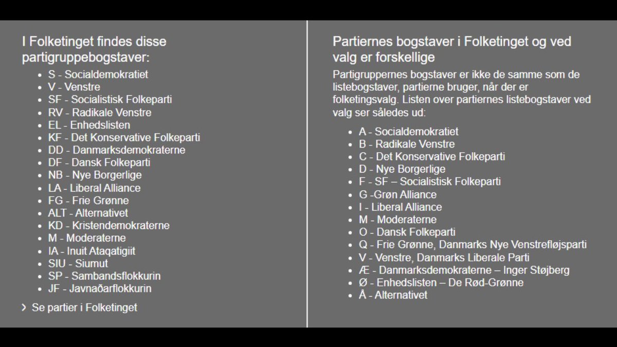 Hei Danmark! Dette gir ingen mening, O for Dansk folkeparti? A for Socialdemokratiet? Et lite forslag: Hva med å samkjøre disse to listene? Mitt forslag er å skrote den til høyre og bare gå for den til venstre. Lettere sånn, eller?