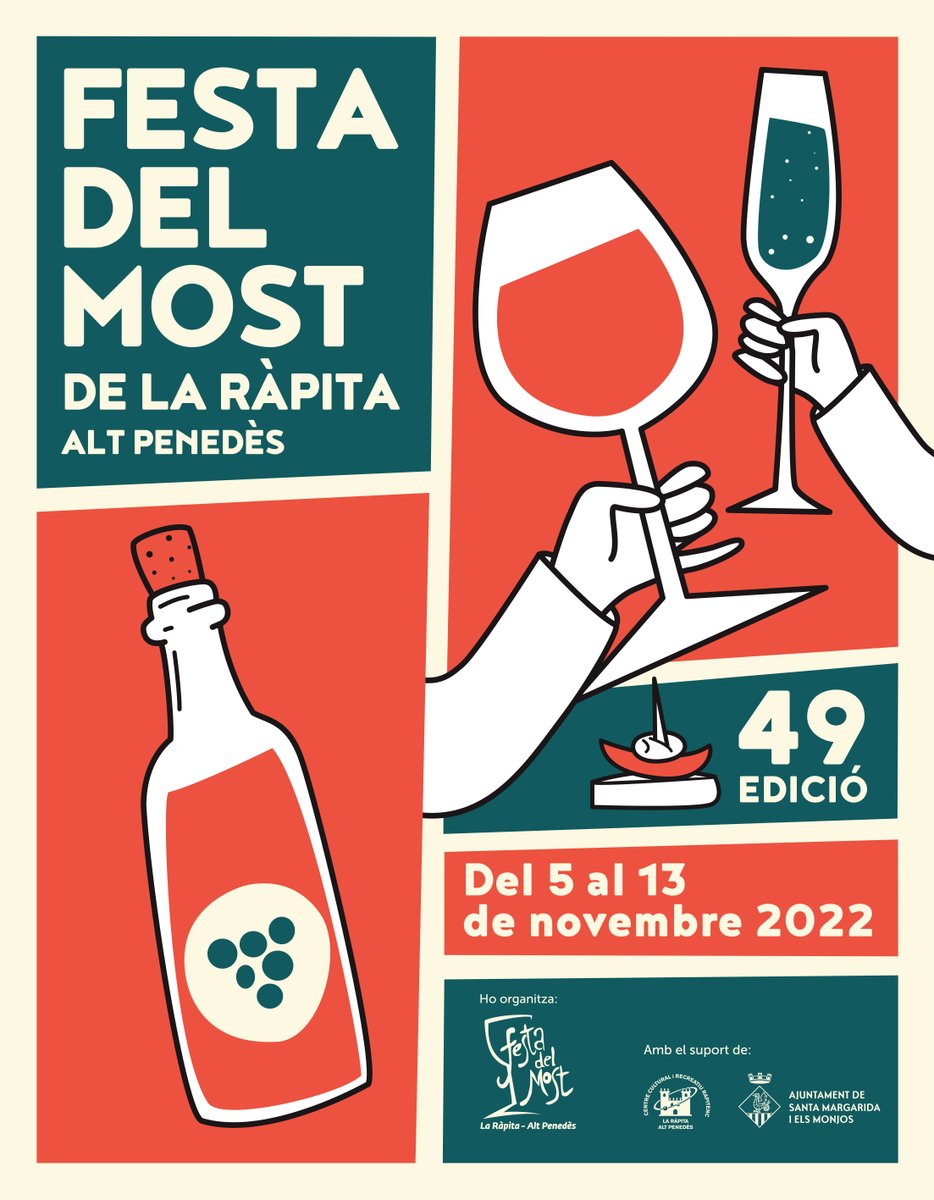 📣Aquest cap de setmana comença la 49a <a href="/festadelmost/">Festa del Most La Ràpita</a> de la Ràpita #SMMonjos 

🍇Les activitats es celebraran a partir del proper dissabte dia 5, i els actes centrals de la festa encetaran el cap de setmana vinent

🔗Consulta tota la informació a bit.ly/3DUGvTQ