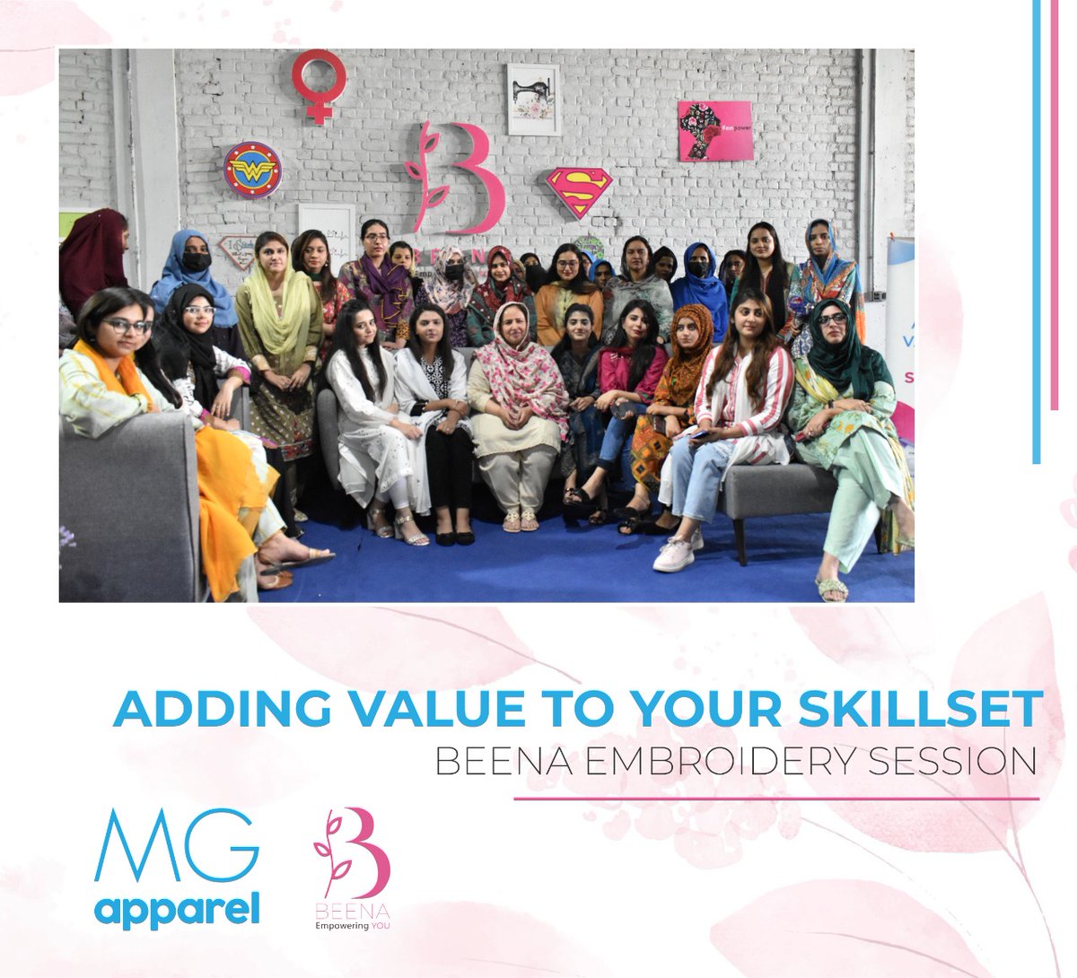 mgapparelpk's tweet image. “Empowered women, Empower women”. 
Following this ideology, #MG Apparel conducted an #embroiderytraining #session under the #BEENA initiative that facilitates our women to learn valuable and income-generating skills.

#MGApparel #Mahmoodgroup #CSR #WomenEmpowerment #Skills