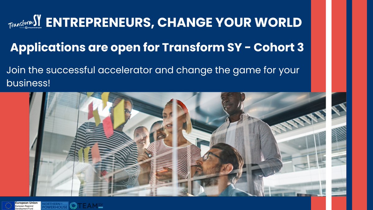 Entrepreneurs in South Yorkshire – time to change your world.

<a href="/transform_sy/">Transform SY</a> , a business accelerator helping business founders to take action and grow, is opening applications for its 3rd cohort, learn more here: bit.ly/3F9XKl8