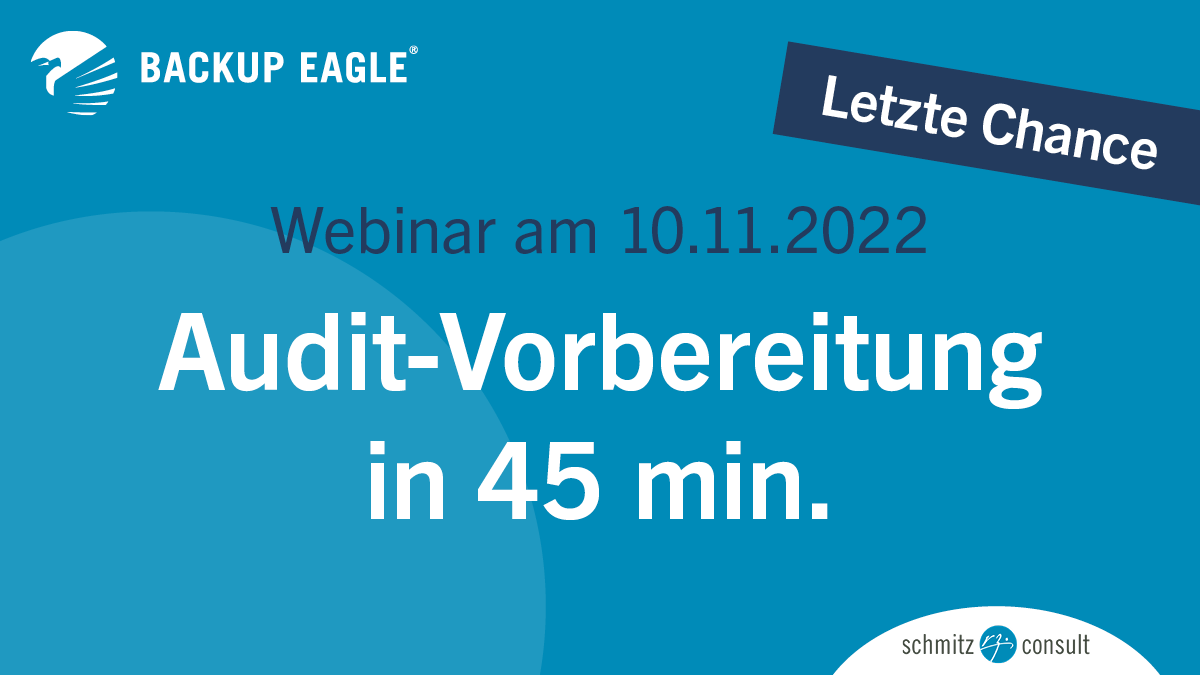 backupeagle's tweet photo. Nicht vergessen: Nächste Woche am 10.11.22 findet das Webinar „Future Ready Backup Monitoring: Audit-Vorbereitung in 45 Minuten“ pünktlich von 11 bis 12 Uhr statt. Zur Anmeldung geht es hier: https://t.co/GwUCBr76r4 #BackupMonitoring #Audit https://t.co/0dzTxrpulz