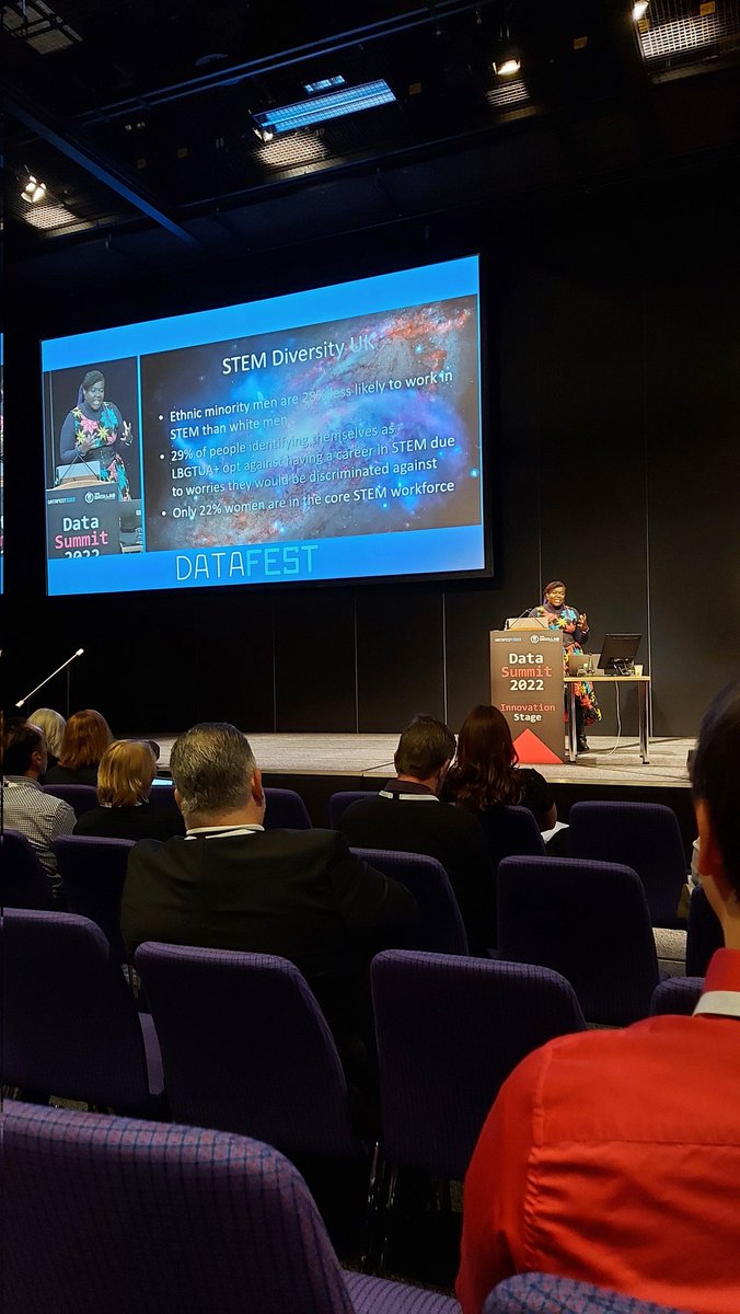 mackmoira's tweet photo. Loving Maggie Aderin-Pocock's engaging 'crazy dream', inspiring STEM take-up! @DataLabScotland @dhiscotland @SannaDHI @DigiInventors #datasummit2022 https://t.co/CbW4C5gSOE