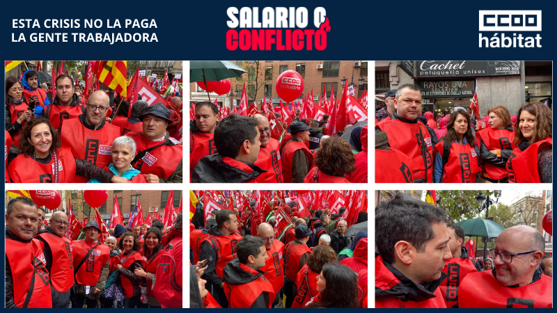 CCOO_Habitat's tweet photo. 🔵 Cientos de banderas y petos rojos de @CCOO en este #3NCCOO en una ✊manifestación de la democracia al exigir #SalarioOConflicto ante el inmovilismo de unas patronales que solo piensan en salvaguardar sus beneficios. 📢¡Esta crisis no la paga la gente trabajadora! https://t.co/hanlDRhp0g