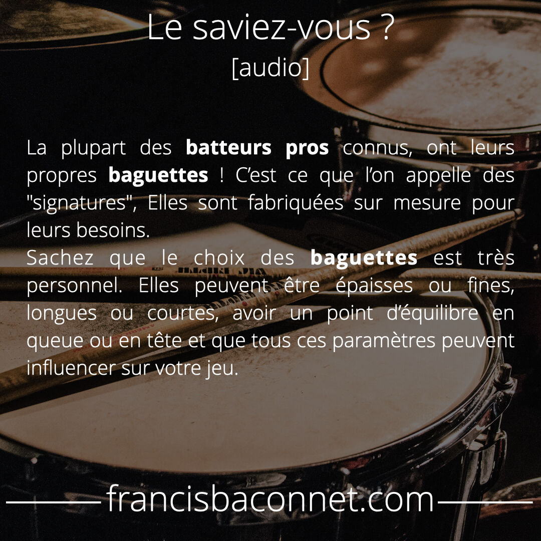 FrancisBaconnet's tweet photo. Le saviez-vous Audio ?
Les baguettes de batterie ! https://t.co/Y9FJ6iJ13X