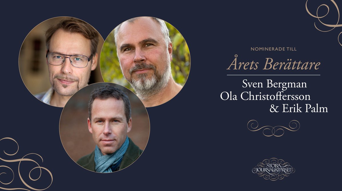 Nominerade till Årets Berättare:
<a href="/SvenOBergman/">Sven Bergman</a>, <a href="/kamratola/">Ola Christoffersson</a> och Erik Palm
Den sista ålen, Uppdrag Granskning SVT
"Med såväl hjärta som förnuft, öppnas dammluckorna till mänsklighetens stora ödesfråga i en svindlande resa från urtid till nutid."