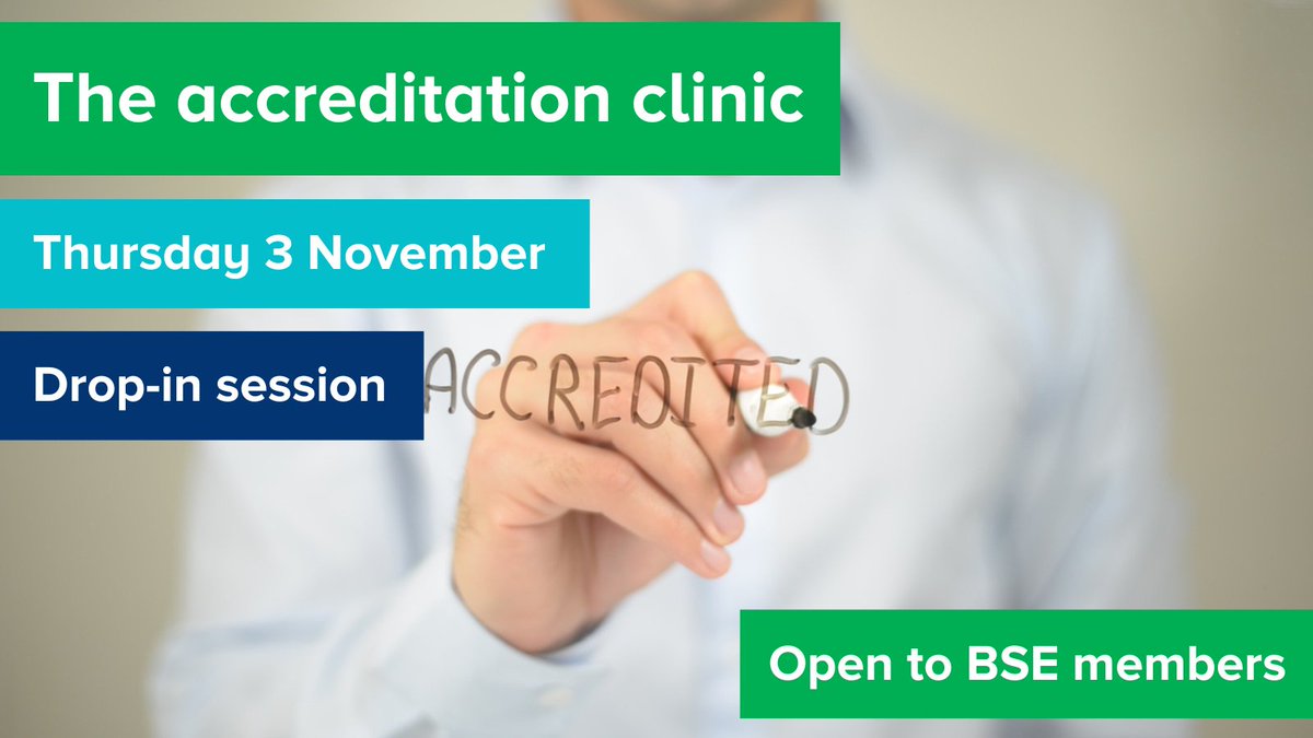 💚 Do you have questions about accreditation?
💚 Are you a BSE member?

We look forward to answering your questions later today at our drop-in virtual accreditation clinic: ow.ly/OhFS50LqAQs