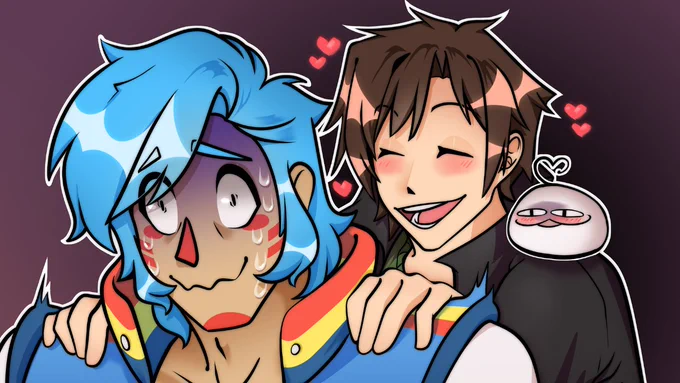 Lion (EpyksLion) and Mochi creeping up behind Sunny Day Jack who is in fear.
