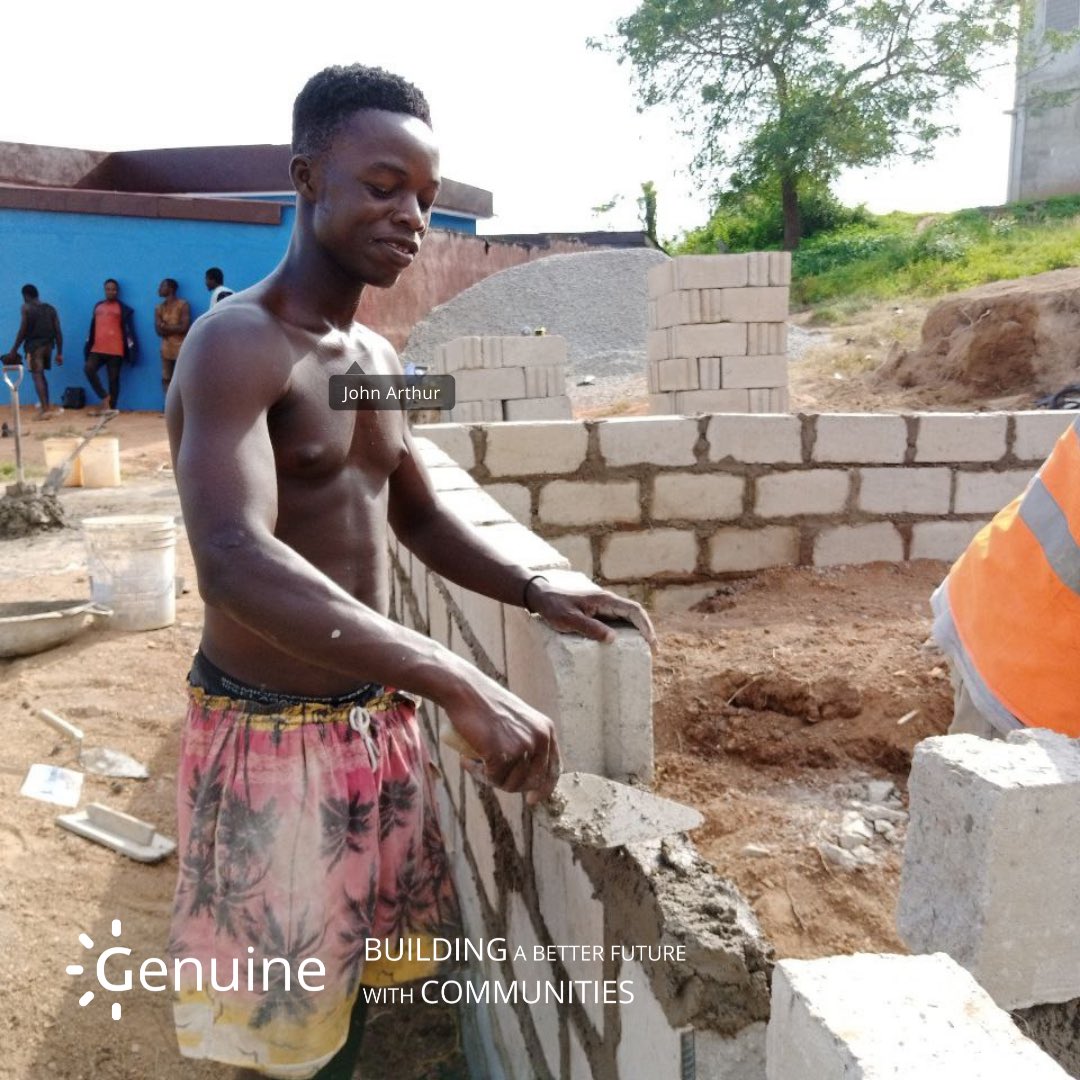 genuineproject_'s tweet photo. The FOUNDATION of The Genuine Project is collaboration. Pictured here, students in the Genuine Technical Fellowship Program collaborate with skilled artisans and local volunteers to continue the foundation works of the public toilet facility project. 

#WASH #NonProfit https://t.co/sFGV4mnWv0