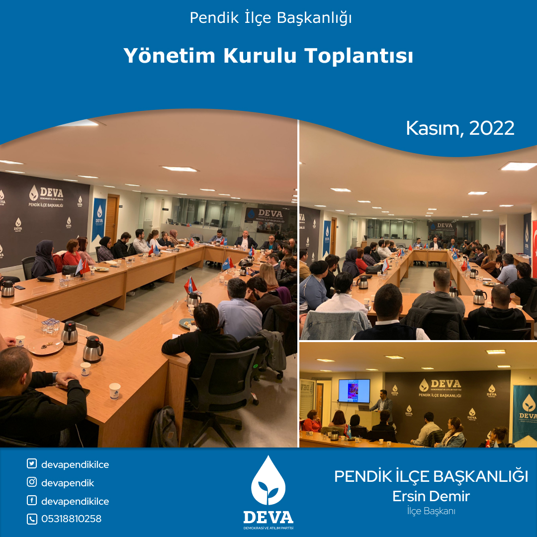 DevaPendikIlce's tweet photo. #DevaPartisi Pendik İlçe Başkanlığı olarak haftalık olağan yönetim kurulu toplantımızı yaptık.
.
.
#deva #devageliyor #devaistanbul #pendik #alibabacan #yönetimkurulu #toplantı https://t.co/JtC2PAYFFq