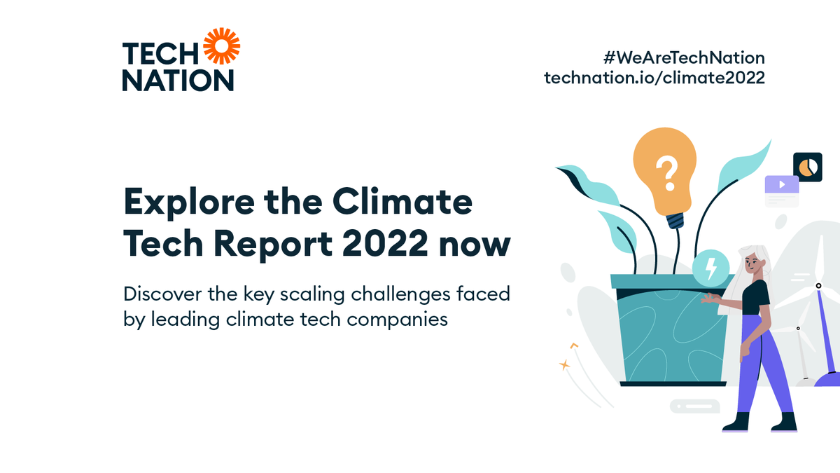 TechNation's tweet photo. 📢 New: Our Climate Tech Report 2022! 
 
Explore UK climate tech companies at the forefront of innovation &amp; what they need to scale.
 
Plus, get the global perspective and see which countries are taking the biggest steps to tackle climate change. 
 
https://t.co/sRD7Z57Zjj https://t.co/WzvzcAbj0V