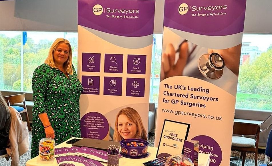 GP_Surveyors's tweet photo. Enjoying the Leicestershire Practice Managers Conference this morning, helping PMs with all things GP premises😀! Grab a brew ☕️ &amp; say hi to Jac &amp; Laura, you’ll be sure to receive expert advice &amp; maybe even a bar of chocolate, hurry while stocks last! 

#TeamGP #primarycare https://t.co/c7ROEIC8q9