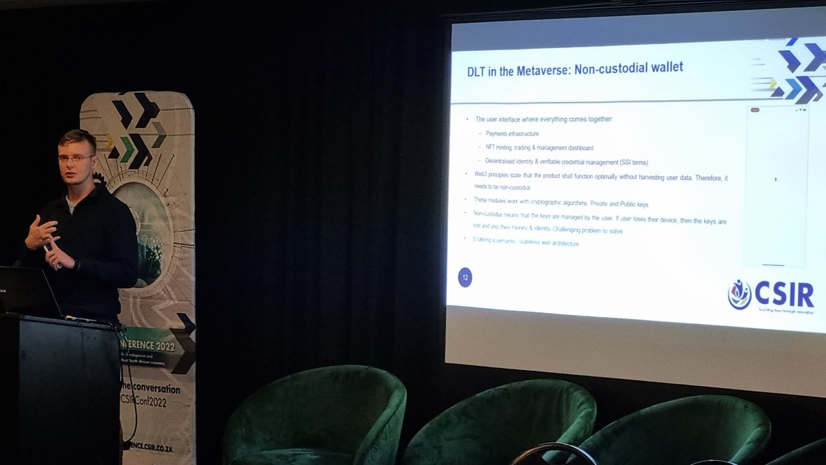 SovereignCarel's tweet photo. Amazing conference by the @CSIR. Talked about some of the blockchain work we're doing, including chain analysis and commerce in the Metaverse using BTC LN. Was fun sharing a stage with @indiebio @marius_reitz @Mazars_SA and SARB
#CSIRconf2022 https://t.co/ut8nTuT5qC