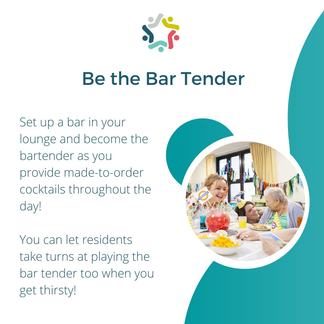 ActivCare_'s tweet photo. Be the Bartender Activity πΉ
Get the party going with this fun and personalised way to keep #residents drinking fluids! π
If it's a cold day outside you could make hot chocolate for residents too! βοΈ
#activitiescoordinator #carehomeactivities https://t.co/6uTVHWDYBS