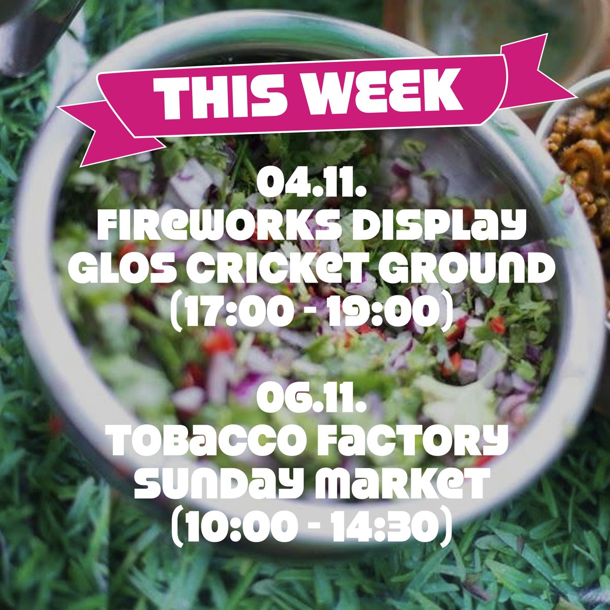 Gopal's Curry Shack (@gopalscurryshac) on Twitter photo November is upon us! Ready for some fireworks?
We're so happy to be back at <a href="/Gloscricket/">Gloucestershire Cricket</a> for their fireworks display on Friday evening π And we'll be back at <a href="/TFSundayMarket/">TobaccoFactoryMarket</a> on Sunday if you fancy lunch
#november #friday #sunday #streetfood #love #indianfood #vegan November is upon us! Ready for some fireworks?
We're so happy to be back at <a href="/Gloscricket/">Gloucestershire Cricket</a> for their fireworks display on Friday evening π And we'll be back at <a href="/TFSundayMarket/">TobaccoFactoryMarket</a> on Sunday if you fancy lunch
#november #friday #sunday #streetfood #love #indianfood #vegan