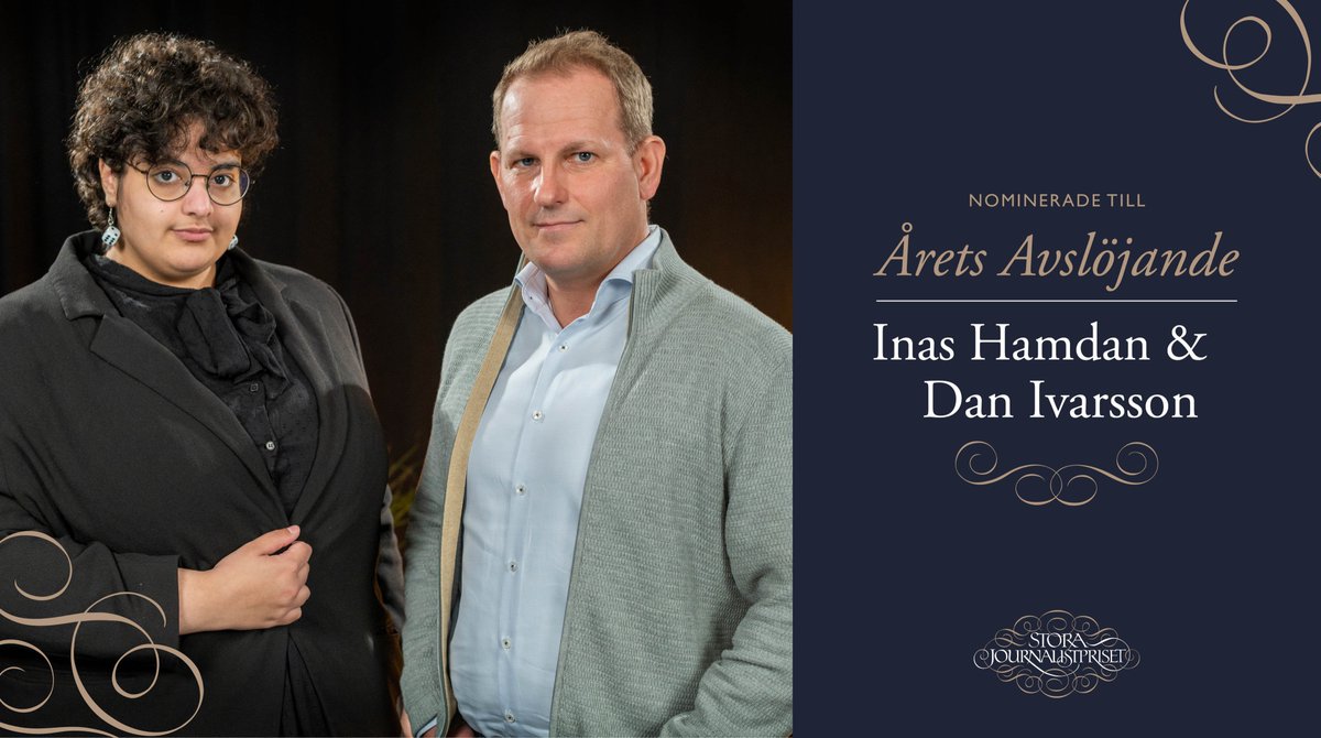 Nominerade till Årets Avslöjande:
@Inashmdn och @DanIvarsson 
Granskningen av hatet i partiet Nyans, HD-Sydsvenskan
"Partiet som skulle tala för dem utan röst, visade sig ha företrädare som spred hat och antisemitism."