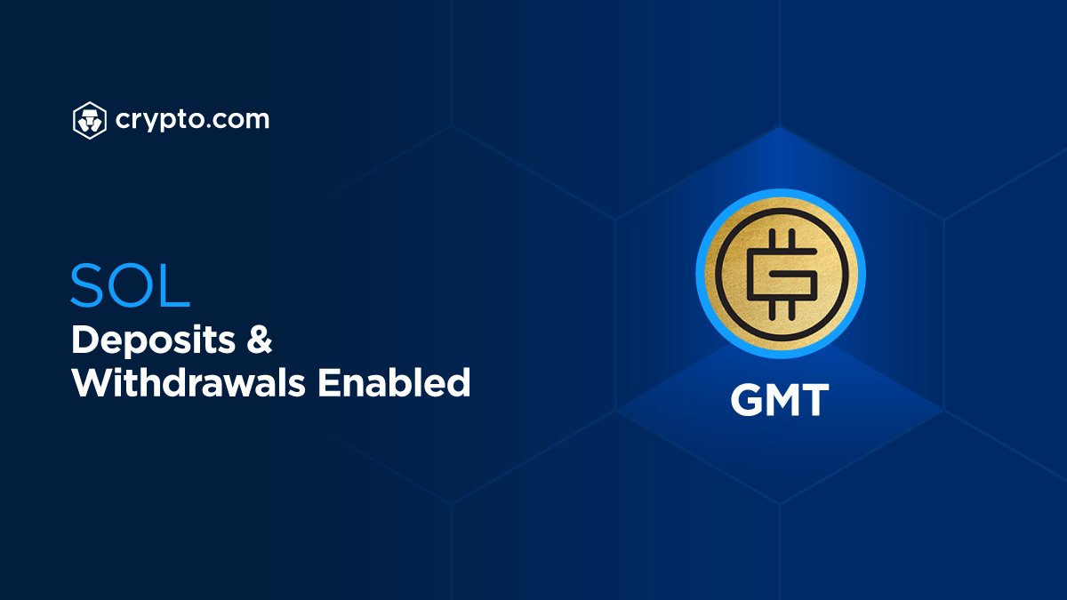 cryptocom's tweet photo. Deposits and withdrawals of $GMT via SOL have just been enabled on the https://t.co/vCNztABJoG App. 

Deposit now 👉 https://t.co/TAz25E29Gr

@Stepnofficial https://t.co/tl8anuRkeY