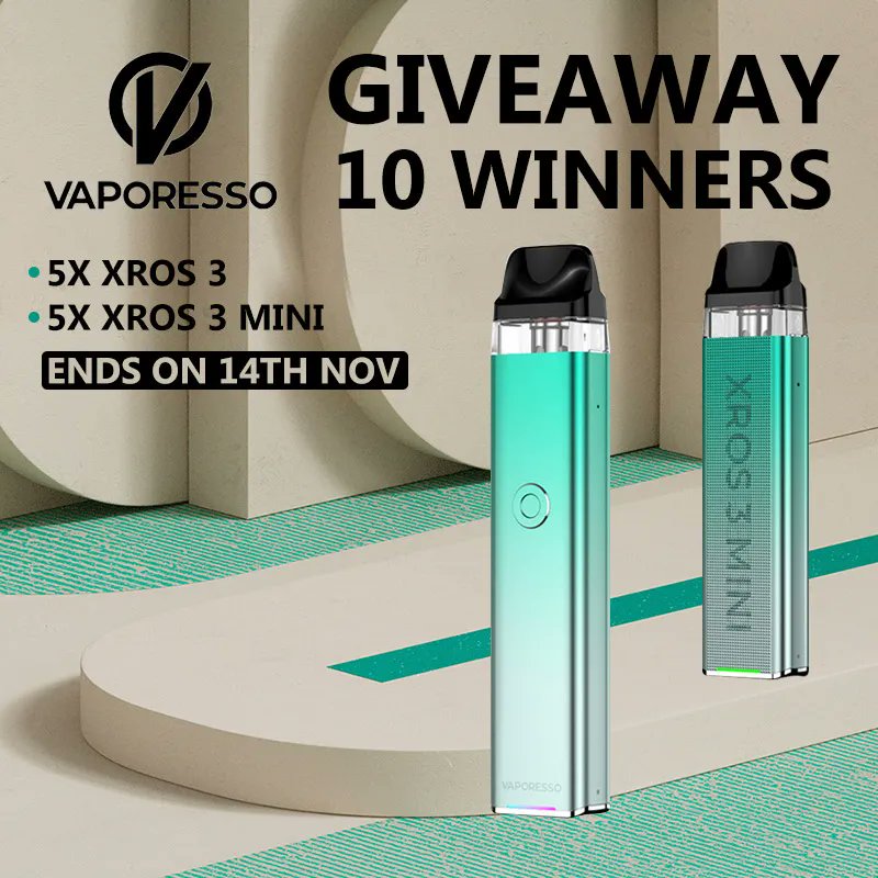 🌈🌈
🔝Healthcabin - VAPORESSO Giveaway💞👣

🎁Prize:
XROS 3 Kit - 5 Winners
XROS 3 Mini Kit - 5 Winners 

🍀10 Winners
Ends on 14th Nov📆
Come and join~
>
Enter:👇
healthcabin.net/blog/vaporesso…
>
#healthcabin #vaporesso #xros3pod #xros3minipod #giveaway #vapegiveaway #vapewholesale