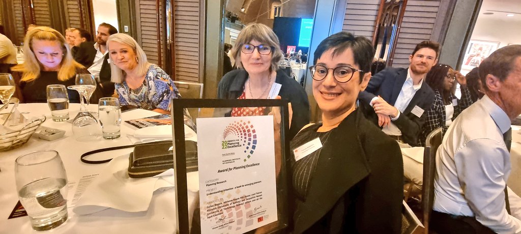DallasRogers101's tweet photo. @Sydney_Arch takes out two @pia_planning awards tonight 

*Planning Research Award* goes to Understanding Urbanism awards @DrTooran @DrAdrienneKeane @J5_Nelson and all the authors https://t.co/gZAzILRwF6