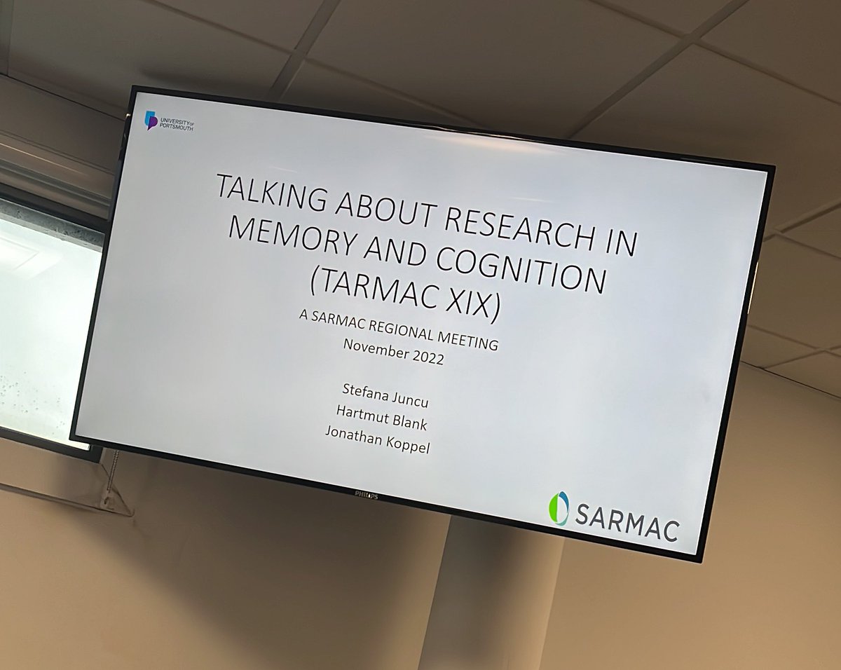 lpsatchell's tweet photo. Great to be around a lot of familiar faces for TARMAC XIX (a regional meeting of #SARMAC) hosted by @StefanaJuncu and @uop_psychology colleagues. Two days of talks from Mem and Cog researchers ahead! https://t.co/b5JbILQHjD