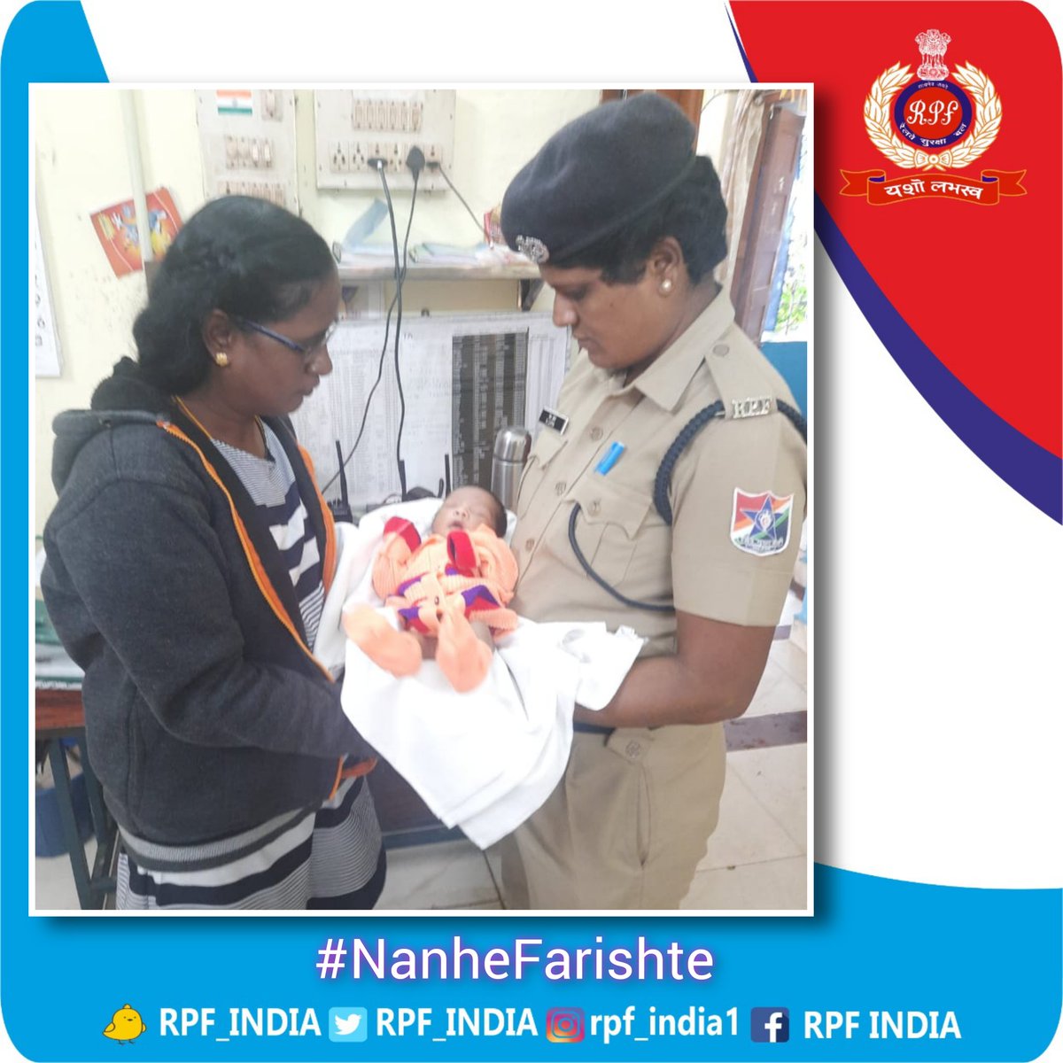 RPF_INDIA's tweet photo. A girl child is like a bud, let her bloom as beautiful flower.
#RPF Head Constable Latha rescued one female infant found inside a shopper bag from chennai-chengalpattu Exp. at Chengalpattu railway station.
#OperationNanheFarishre #SaveGirlChild #savegirls 
@rpfsrly @RailMinIndia https://t.co/45h2f8i0my