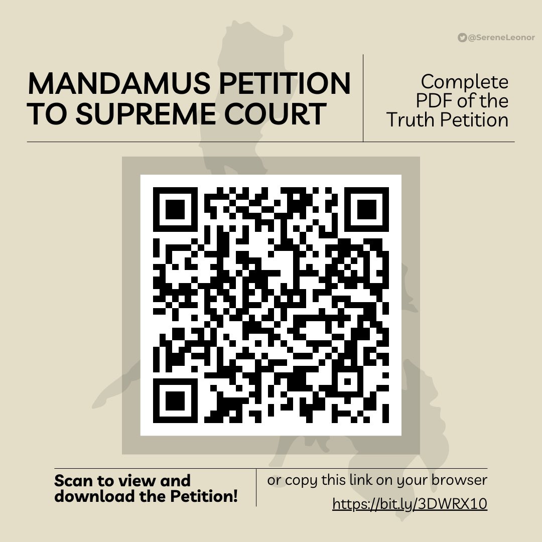 To those interested to read the Mandamus Petition, here is the QR Code or link to the file. 

#TNTrio
#COMELEC
#TransmissionLogs