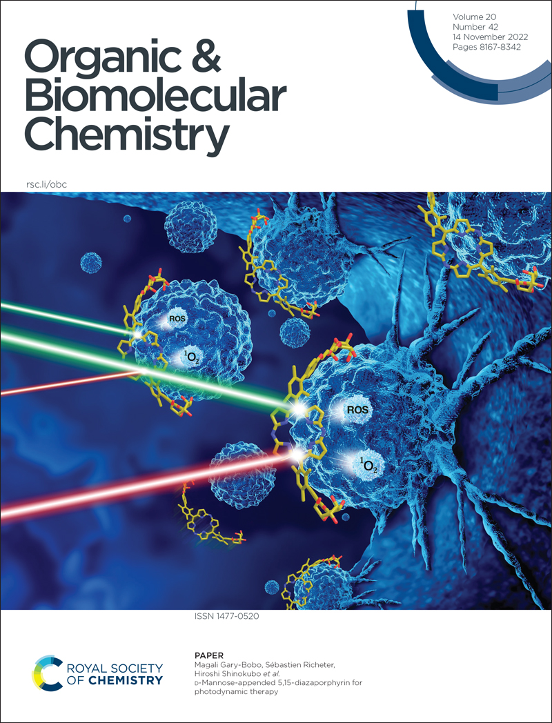 📢Issue 42 is now on our website! 
Read the research behind this week's front cover from Magali Gary-Bobo, @sebricheter, Hiroshi Shinokubo @borylation & co on the synthesis of D-mannose-appended 5,15-diazaporphyrin & its potential for photodynamic therapy

pubs.rsc.org/en/content/art…