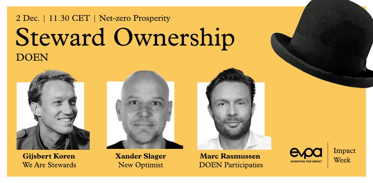 Steward-ownership lets companies scale and stay mission-driven. Join #ImpactWeek to get a hands-on look at how steward-ownership works &amp; why it matters, with diverse perspectives from our panel and plenty of space for debate: zcu.io/Jrky 

<a href="/DOENPBV/">DOEN Participaties</a>  <a href="/we_are_stewards/">We Are Stewards @wearestewards@mastodon.nl</a>