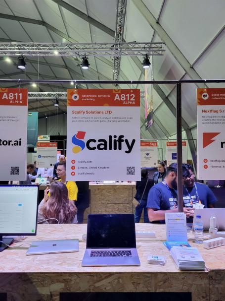 ScalifyTweets's tweet photo. R u up? We are! In @WebSummit today! Come say hi and get something special in return #WebSummit2022 https://t.co/I4GCtzDCIG