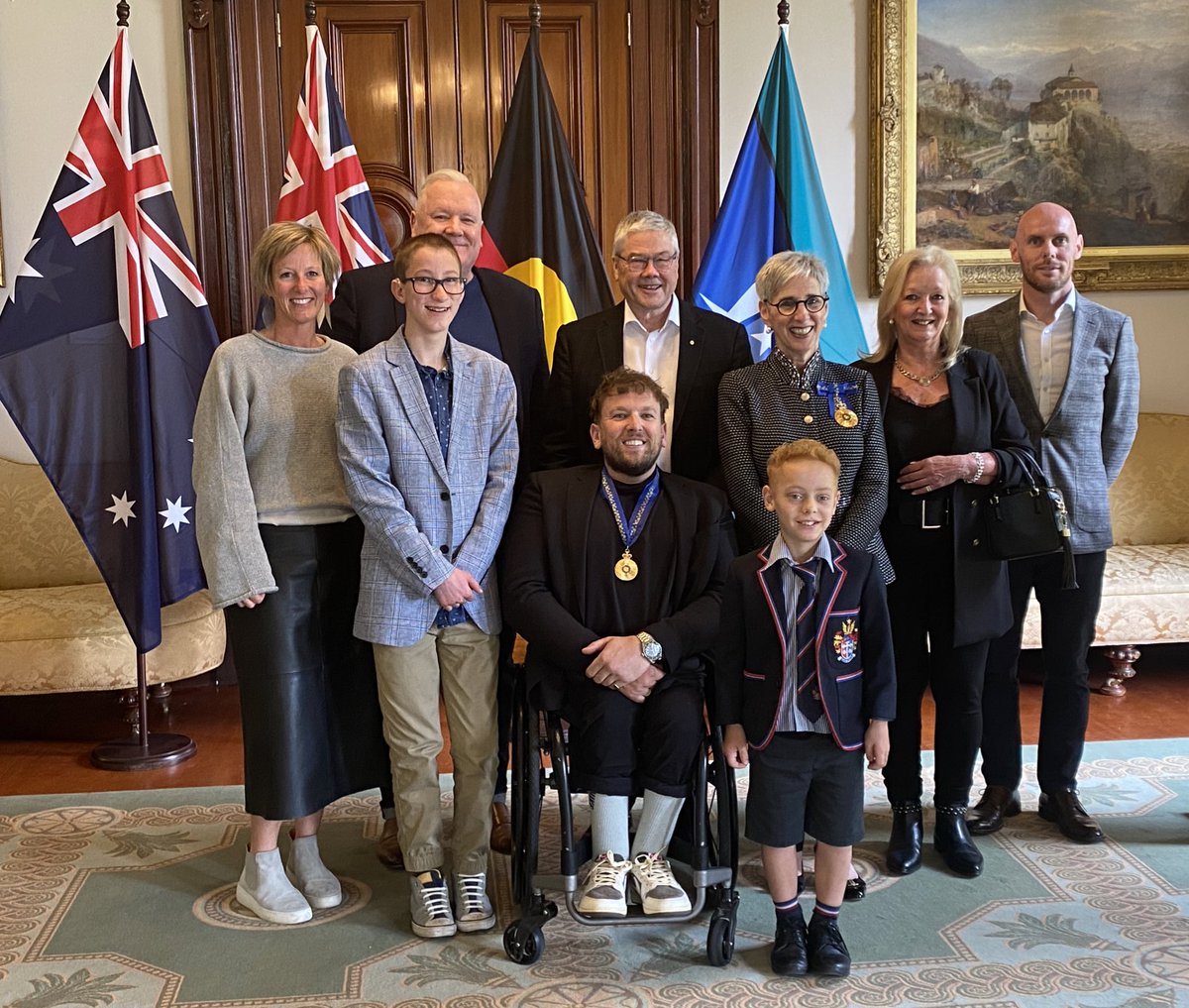 This morning the Governor invested Australian of the Year @DylanAlcott AO as an Officer of the Order of Australia in recognition of his service to Paralympic sport, contributions to community organisations and as role model for people living with disability. @TennisAustralia