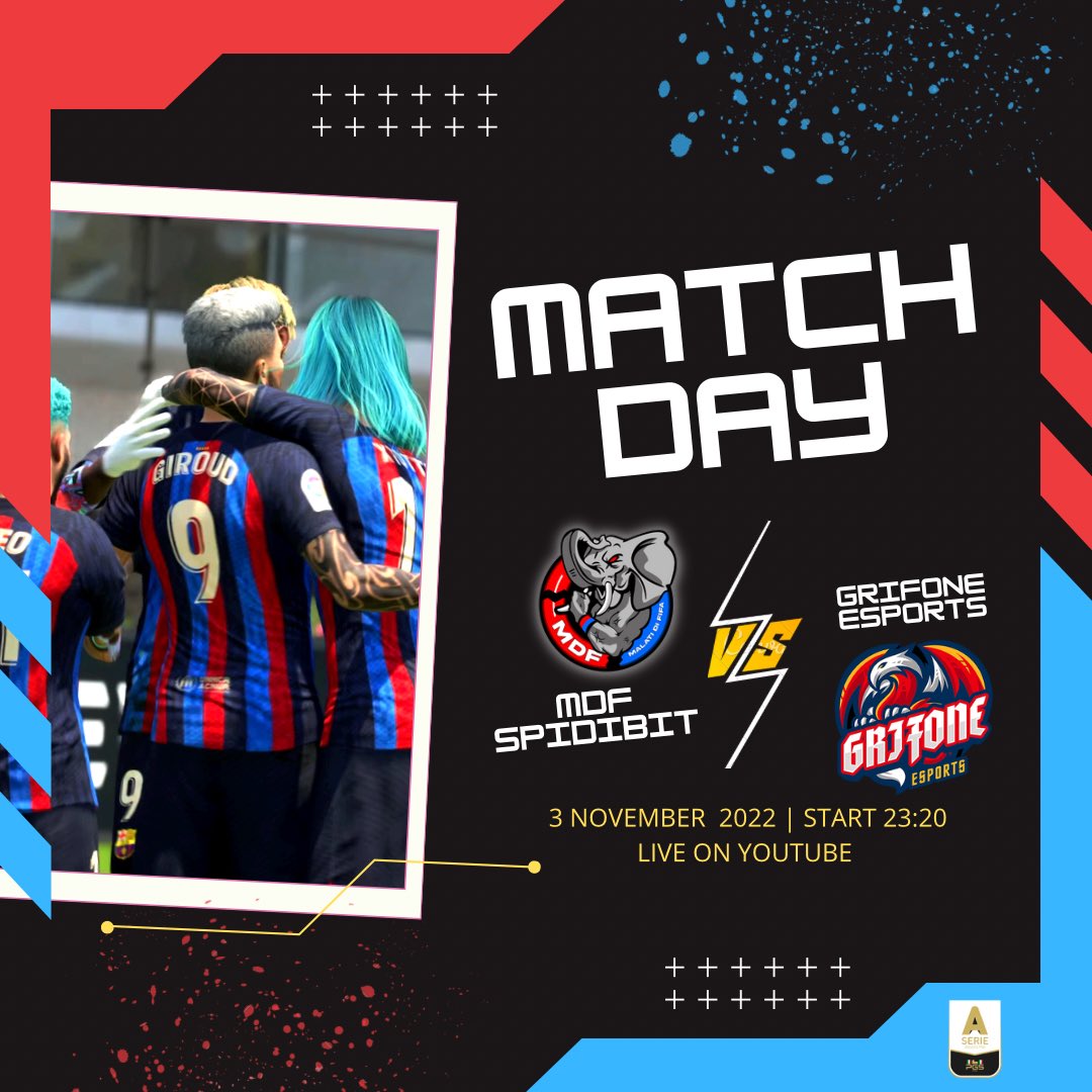 🔴 ⒾⓉ’Ⓢ 
ⓂⒶⓉⒸⒽ 
ⒹⒶⓎ! 🔵

🇪🇺<a href="/OfficialVPG/">Virtual Pro Gaming</a> Championship A
🆚<a href="/eQuizersFC/">eQuizersFC</a> 
⏰21:45
🆚<a href="/Official_BRFC/">Bristol Rovers</a> 
⏰22:15

🇮🇹<a href="/VPGItaly/">Virtual Pro Gaming Italy 🇮🇹</a> Serie A
🆚@AdvanceProclub 
⏰22:30

🇮🇹<a href="/PGS_ITALY/">PGS ITALY</a> Serie A
🆚<a href="/GrifoneSports/">ASD Grifone Esports</a> 
⏰23:20

🔴🔵#forzaMDF #malatidififa #daichelofacciamo #spidibitcatania