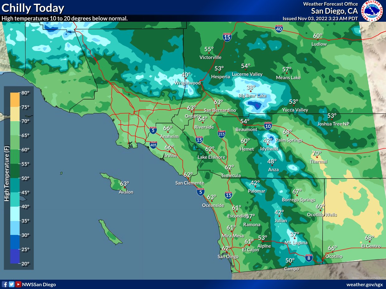 NWS San Diego on Twitter "Showers and winds this morning will diminish