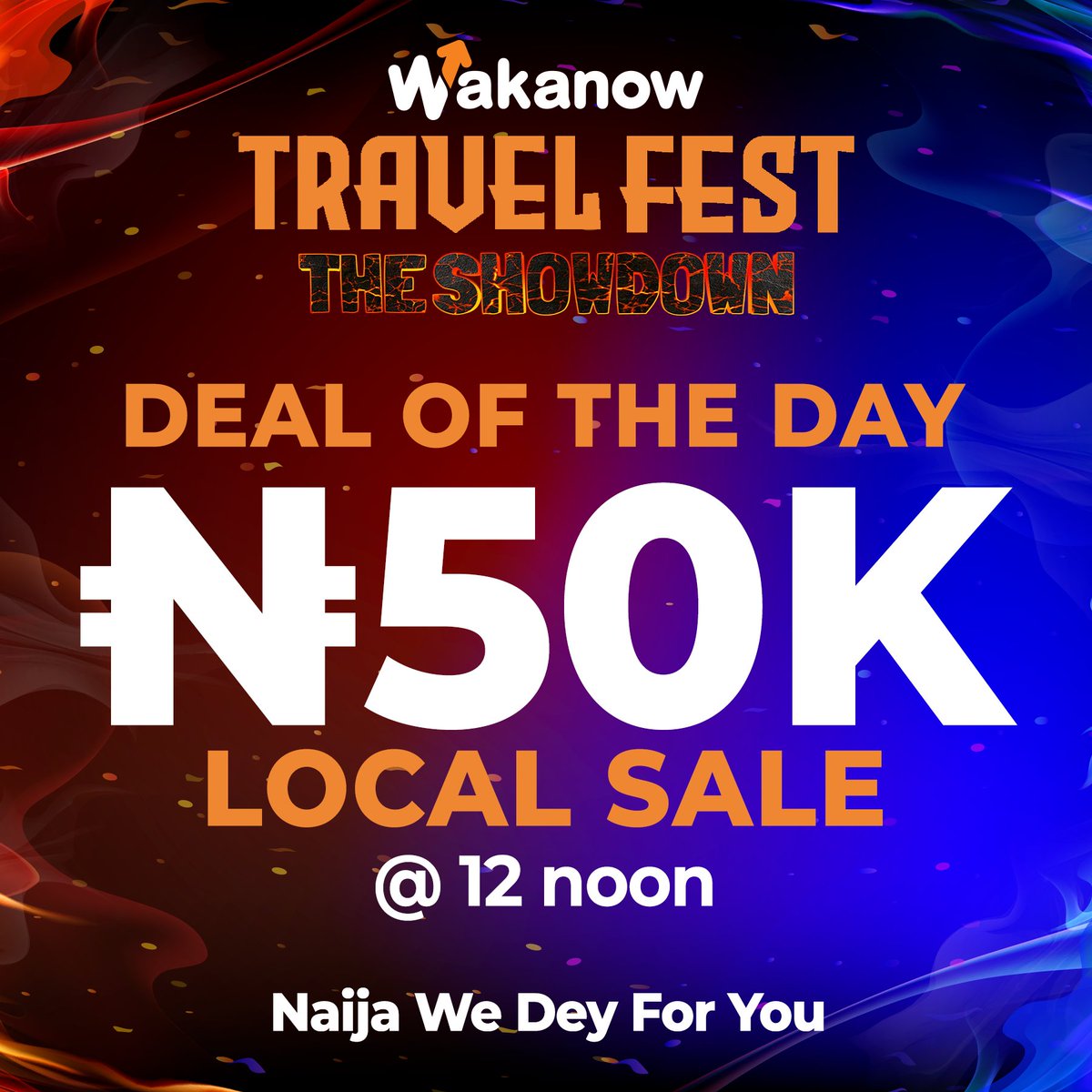 tynolah's tweet photo. #Wakanow TravelFest Showdown! You can book a local flight for as low N50,000 on all local routes/airlines in Nigeria. Travel date must be in November. This will go LIVE at 12 Noon today.Promocode: SHOWDOWN
https://t.co/tO1sLisVjX
@BusinessDayNg
@TravelMagazine
#airlines
#Travel https://t.co/00bdOf7X7n