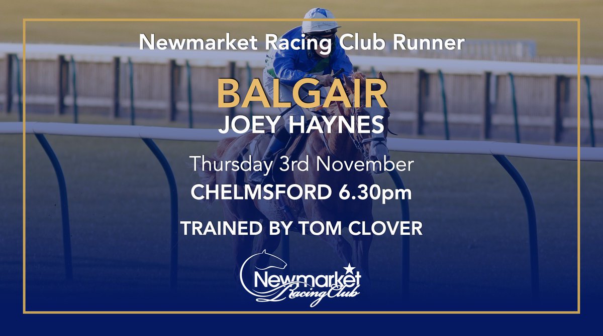NewmarketClub's tweet photo. Balgair takes his place in the 6.30pm at @ChelmsfordCRC today, for @tomcloverracing, with @Haynes_joey aboard...

Best of luck! 

#Balgair #NewmarketRacingClub #TomCloverRacing https://t.co/8lXcVPx06x