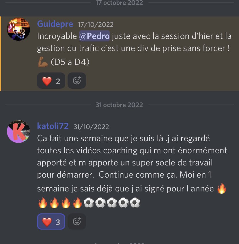 🔥OUVERTURE DES PLACES DE MON DISCORD PRIVÉ DE COACHING PAYANT POUR LE MOIS DE NOVEMBRE 🔥

Quelques retours qui donnent du sens au travail effectué 

Pour + d’infos, DM 📩