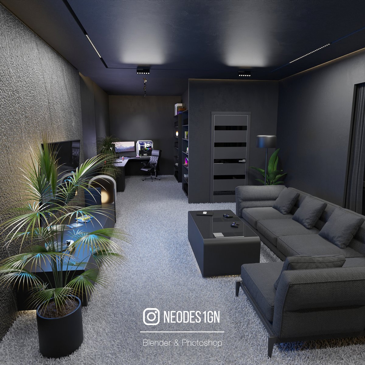 STYLE🖤
⠀ ⠀
ROOM FOR OUR SUBSCRIBER 💎
⠀
Want to design your room? Write to DIRECT
⠀
🔥| Rate this design 0-10
🔔| Follow <a href="/neodes1gn/">NeoDes1gn</a>
🔈| Like and comment!
⠀
Designed by ND

#neodes1gn #3droom #3d #setup #gamerroom #lux #interiordesign #blackstyle