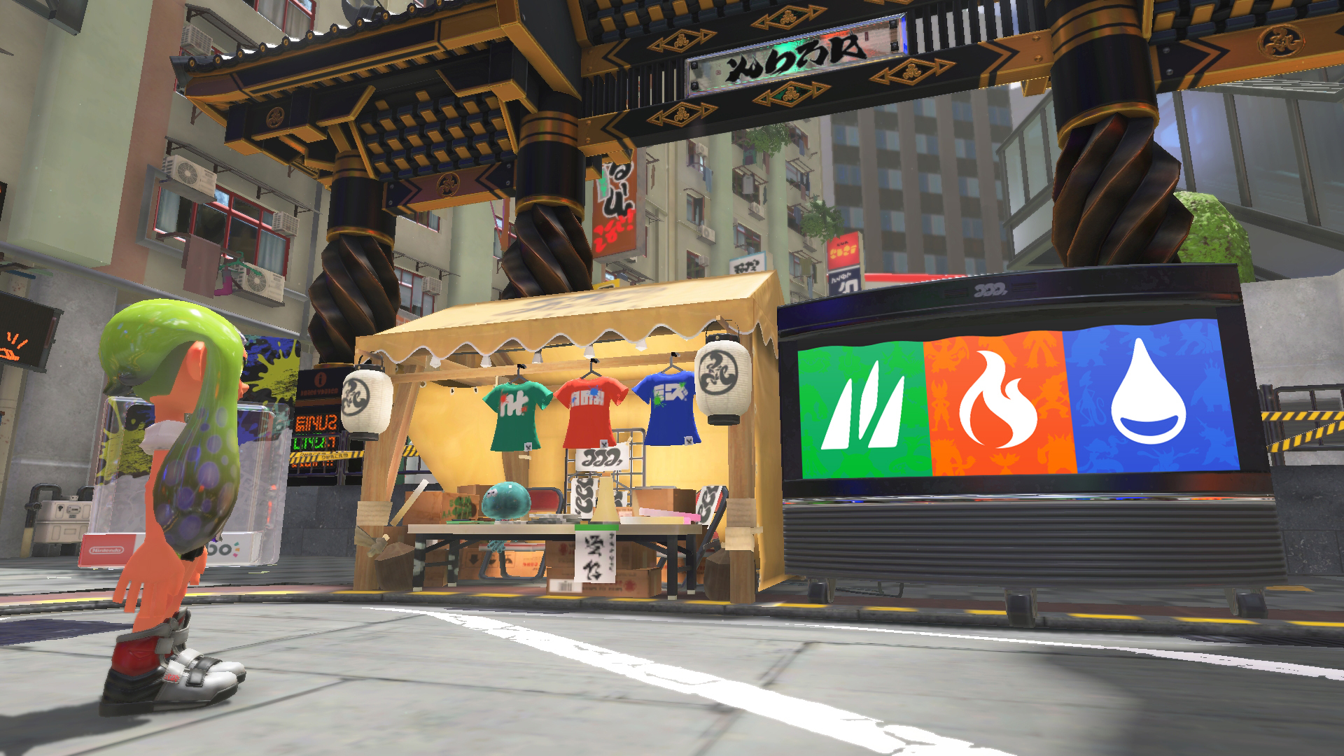 Splatoon スプラトゥーン Splatoon Pokemon コラボフェス は 今日からヨビ祭が始まっているぞ 広場には投票所が出現しているので 自分が参加する勢力に投票してみよう ただし 一度投票を済ませると参加勢力の変更はできないためご注意いただき