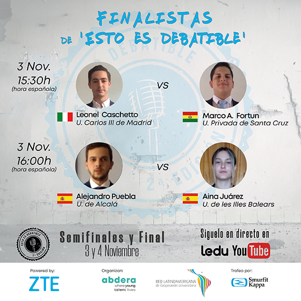 Hoy se celebra la semifinal en <a href="/LEDU_debate/">Liga Española de Debate Universitario</a> a las 15:30h. No te lo pierdas nuestra compi Aina de Las Islas Baleares estará luchando por llegar a la final ¡A por todas!