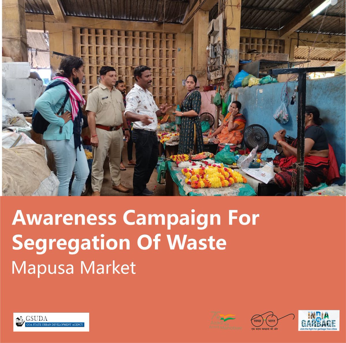 SwachhBharatGov's tweet photo. #Goa's Mapusa underwent a massive transformation as the ULB escalated its #cleanliness activities. From generating awareness on #sourcesegregation to ensuring #Swachhata across various public places, ULB has showcased praiseworthy initiatives in  country's battle against garbage. https://t.co/e2p0RWiJi3