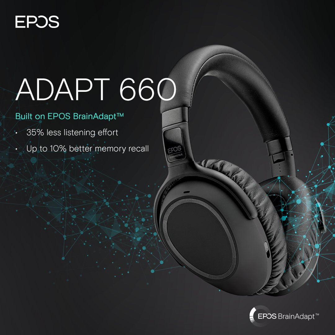 Eposaudio's tweet photo. Our research has found that #ADAPT600 headsets can reduce listening effort by 35% and increase memory recall by 10%, helping you maximize your focus and productivity when you need it most. All powered by EPOS #BrainAdapt™ technologies.
Learn more here: https://t.co/z01qzsu9Ps https://t.co/2xvjGOIdzH