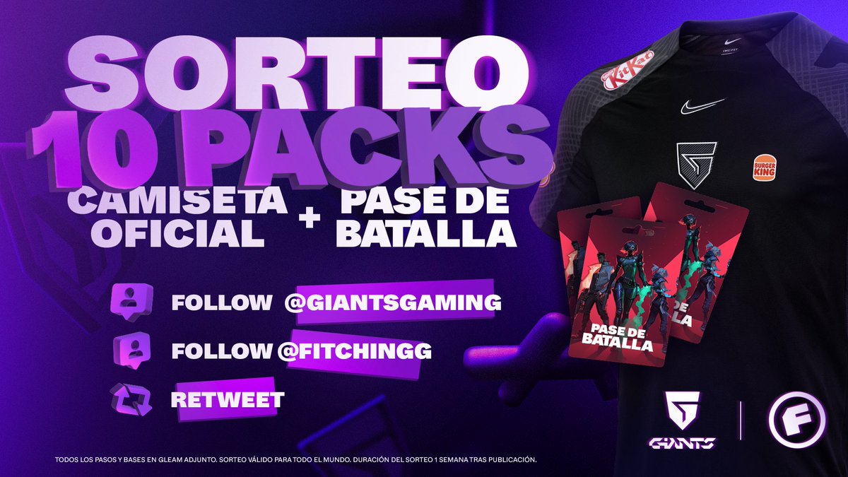 GIANTXGG's tweet photo. 🔥 SORTEO GIANTS x FITCHIN 🔥

10 packs de camiseta oficial + pase de batalla.

En el enlace puedes completar TODOS los pasos ⬇️
https://t.co/w451r8nMTp

🍀 PARTICIPA 🍀 https://t.co/OVT91w3jn1