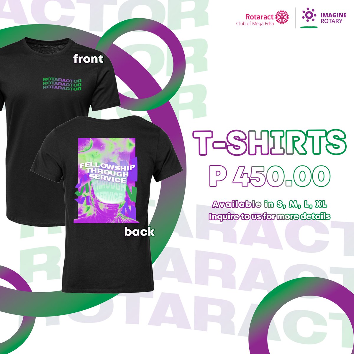 rac_megaedsa's tweet photo. 🚨 We’ve got new designs for you! 🚨

Avail our new and sleek black tote bags for Php250.00. The design also comes in a t-shirt form at Php450.00! These Rotaract shirts are available in sizes S, M, L and XL.

For preorders, please access this link: https://t.co/03WUwBTv9A! 🌸 https://t.co/pH5dw7Xpg7