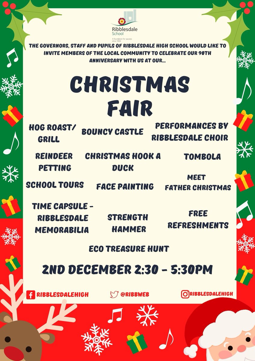 Christmas Fair - Friday 2nd December, 2.30-5pm.  There will be lots of festive activities and treats! Most aspects will be free for members of our community! Please click on the Eventbrite link to book your free tickets. eventbrite.co.uk/e/458264279797.
