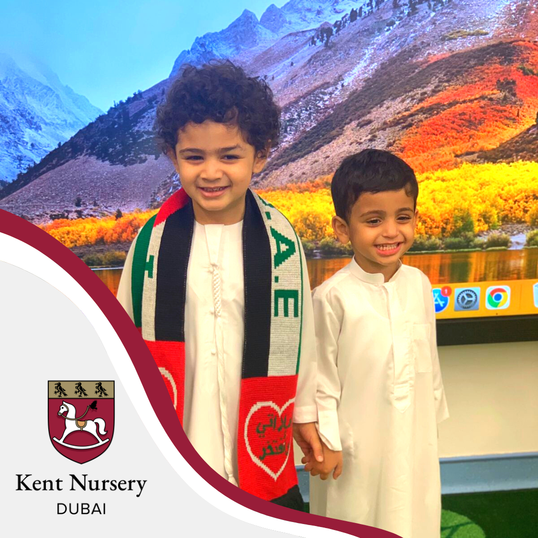 KentNurseryDXB's tweet photo. For Flag Day today, our Emirati pupils were invited to come to nursery dressed in their National Dress. They also attended a flag-raising ceremony at Kent College Dubai! @emiratense https://t.co/W82fDocd0w
