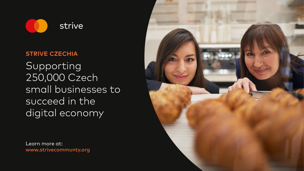 Strive Community (@strivebusiness) on Twitter photo We’re excited to announce Strive Czechia 🇨🇿 from <a href="/CNTR4growth/">Mastercard Center for Inclusive Growth</a>. This three year program will bolster the digital and financial resilience of 250,000 small businesses to enable their business to grow 🚀
Learn more: strivecommunity.org/programs/striv…
#StriveCommunity We’re excited to announce Strive Czechia 🇨🇿 from <a href="/CNTR4growth/">Mastercard Center for Inclusive Growth</a>. This three year program will bolster the digital and financial resilience of 250,000 small businesses to enable their business to grow 🚀
Learn more: strivecommunity.org/programs/striv…
#StriveCommunity