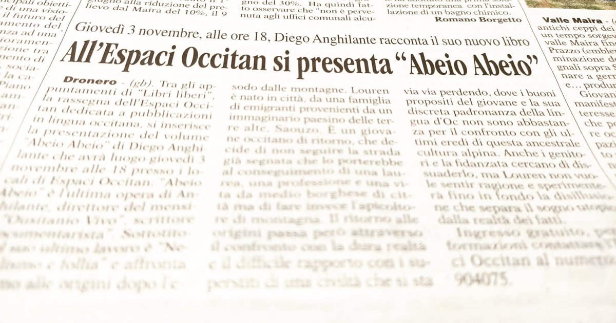 EspaciOccitan's tweet photo. Vi aspettiamo oggi alle 18 a Dronero con Abeioabeio, Diego Anghilante, Carlo Giordano e il teatro in #occitano! @aflibri
Grazie a #laguida! https://t.co/z0Fhu66Oyb